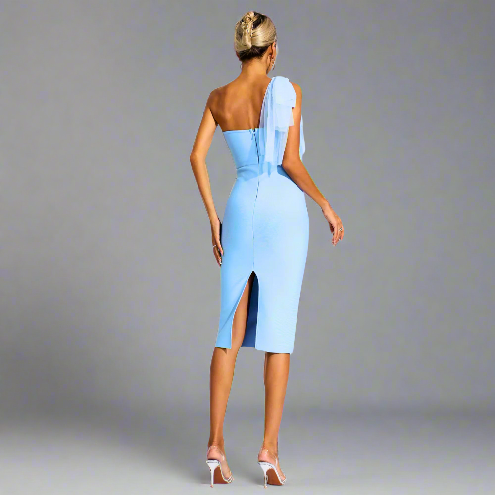 Seraphina Blue Satin Dress Elegance Crate