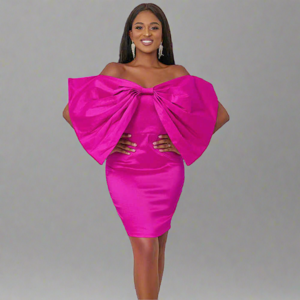 Fuchsia Bow Elegance Dress Elegance Crate