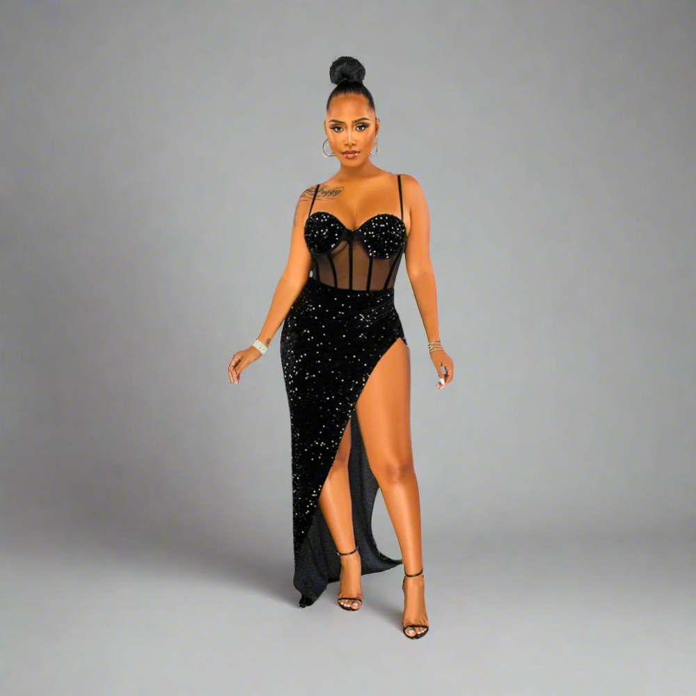 Asymmetric Sequin Wrap Dress Elegance Crate