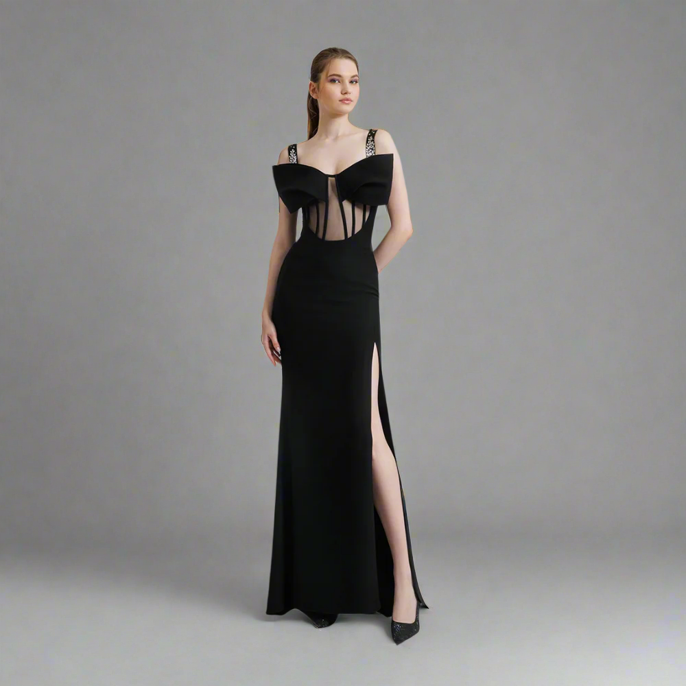 Midnight Bow Corset Gown Elegance Crate