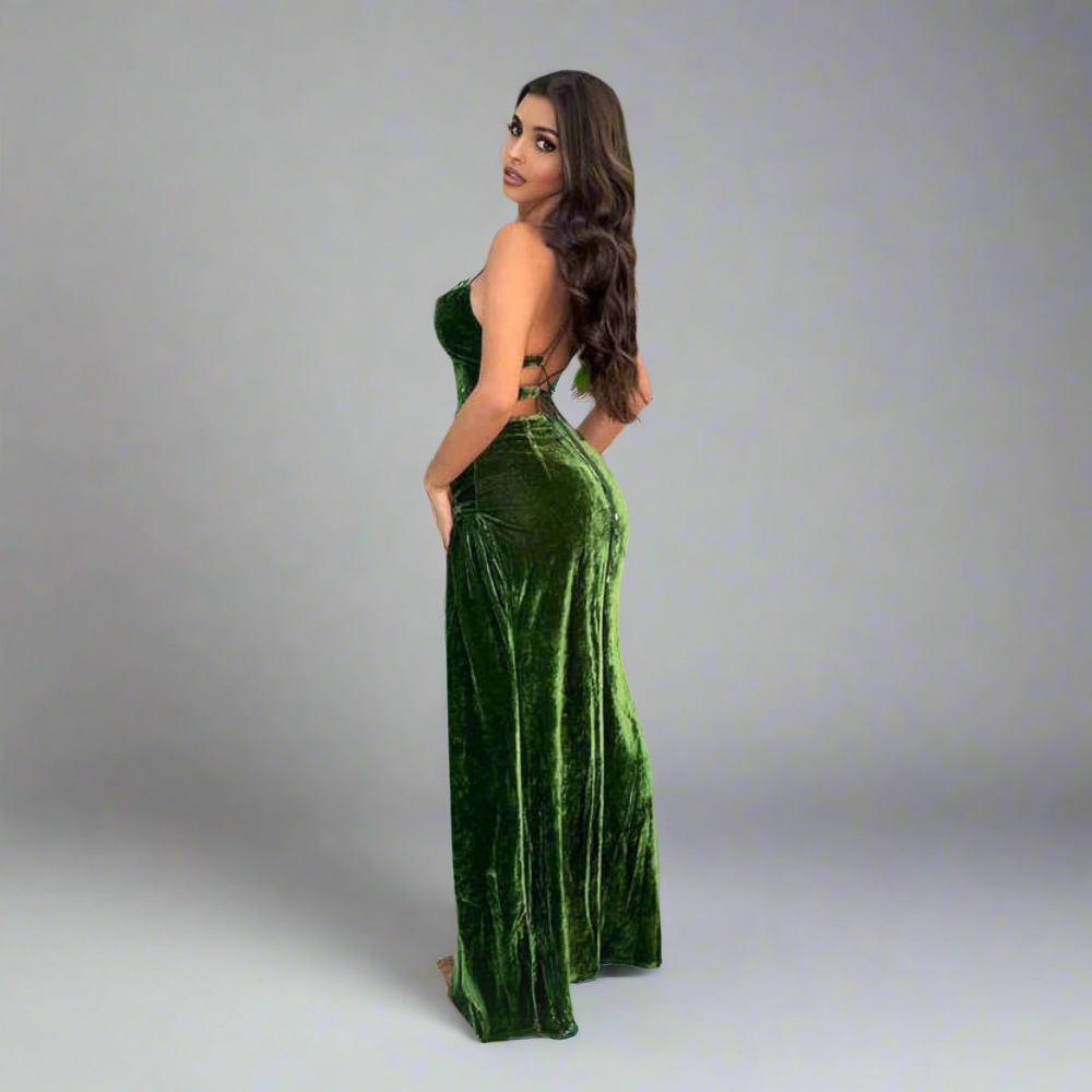 Emerald Desire Velvet Gown Elegance Crate