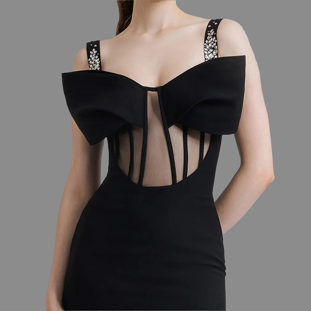 Midnight Bow Corset Gown Elegance Crate