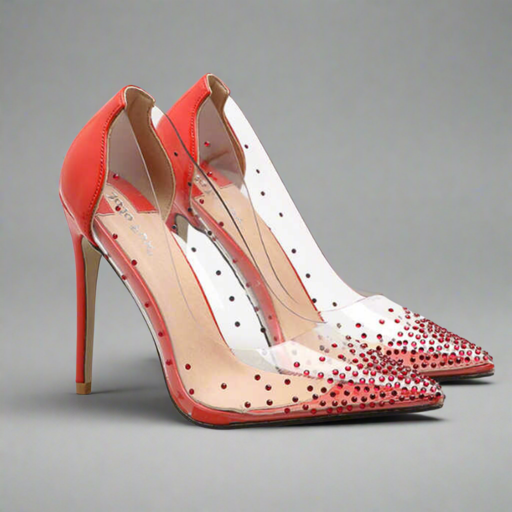 Adele Crystal Clear Heels Elegance Crate