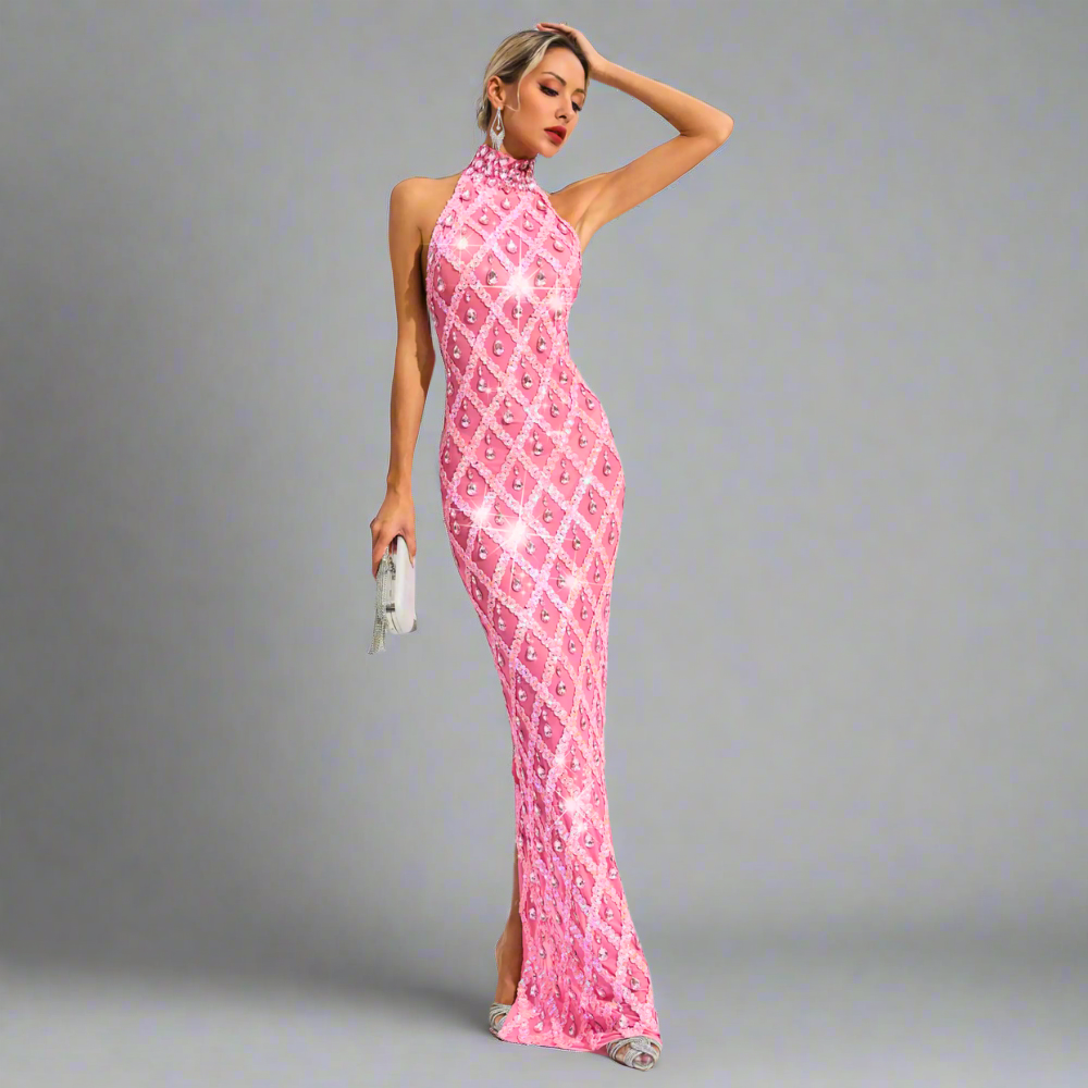 Celestial Spark O-Neck Gown Elegance Crate
