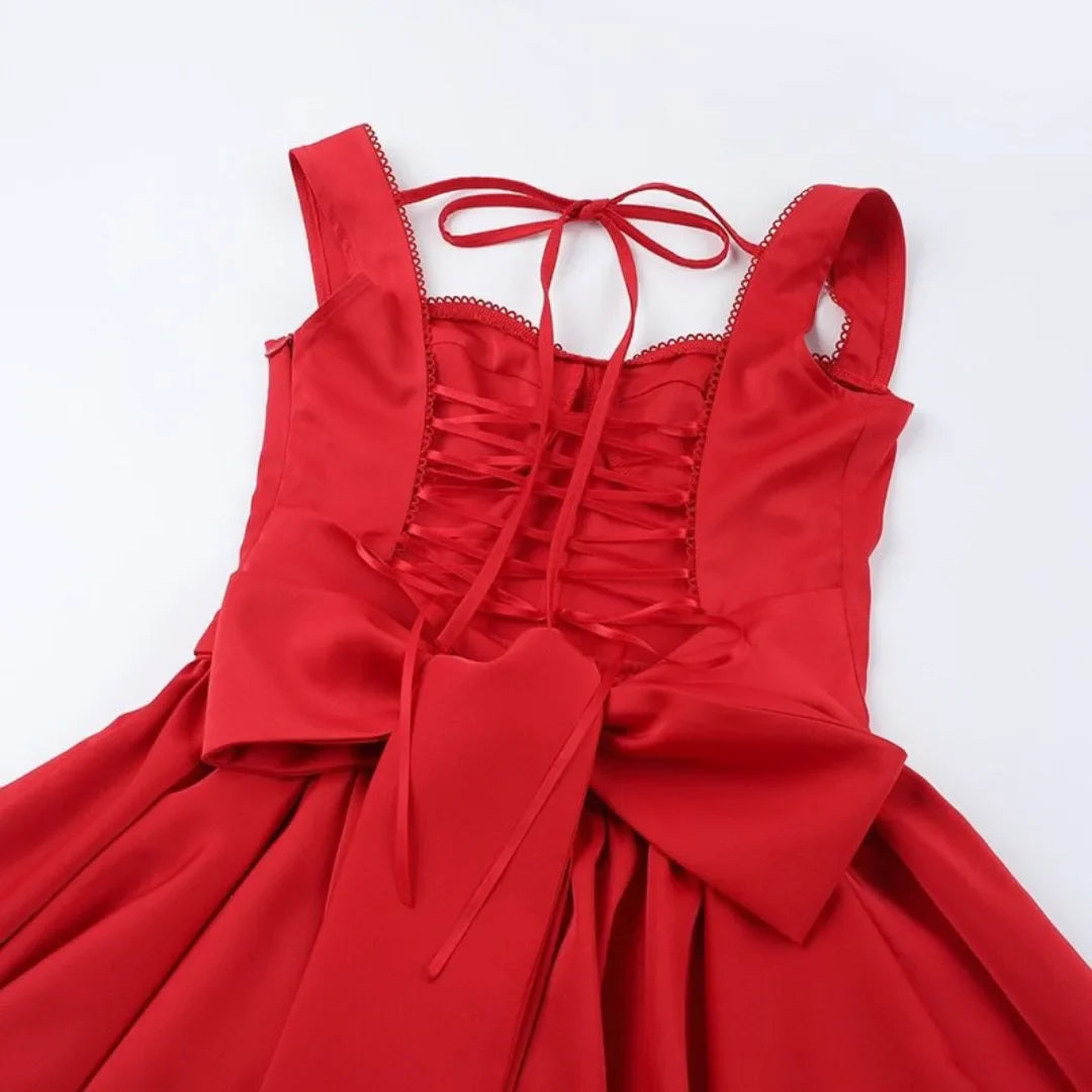 Scarlet Belle Lace-Up Dress Elegance Crate