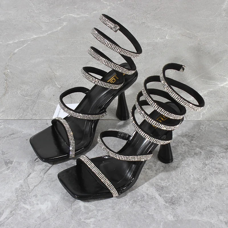 Elise Cross-Strap Heeled Sandals Elegance Crate