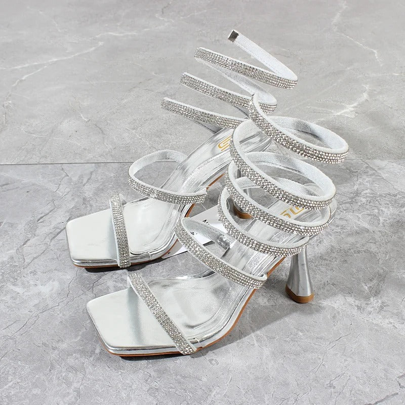 Elise Cross-Strap Heeled Sandals Elegance Crate