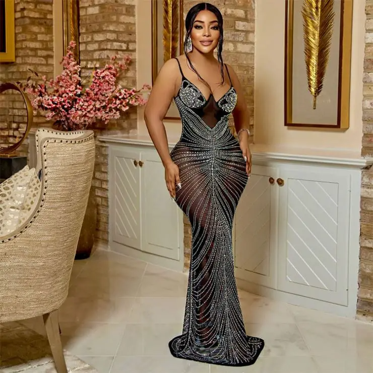 Diamond Halter Strap Maxi Dress Elegance Crate