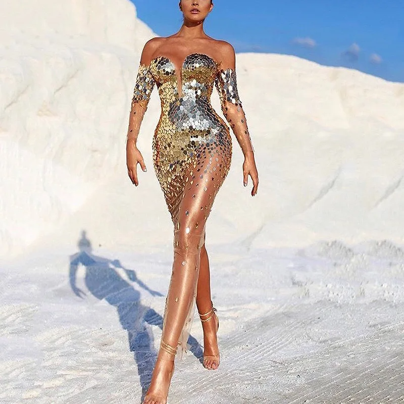 Golden Mirage Illusion Gown Elegance Crate