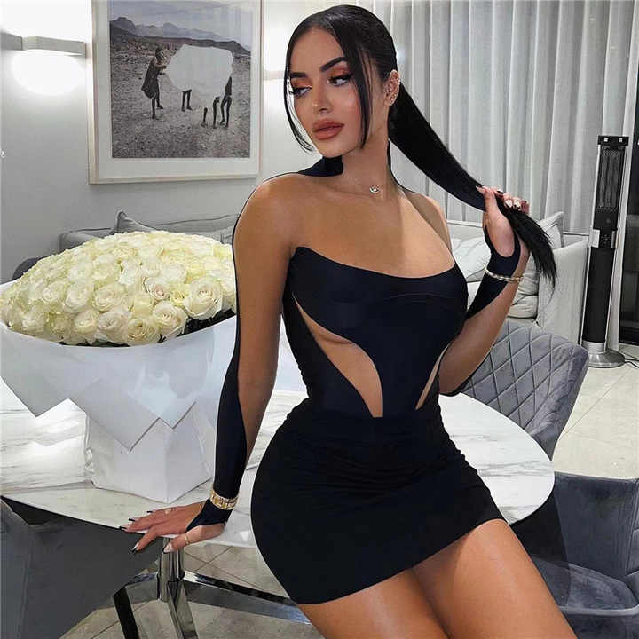 Sexy Mesh Stitching Mini Dress Elegance Crate