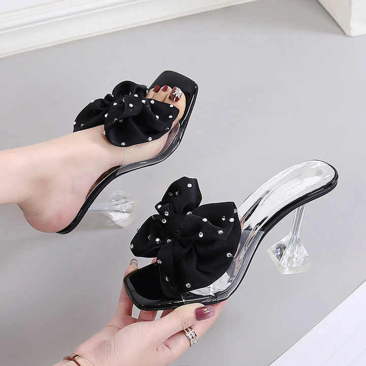 Ana Bow Heeled Slippers Elegance Crate
