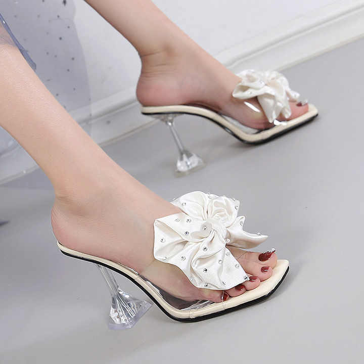 Ana Bow Heeled Slippers Elegance Crate