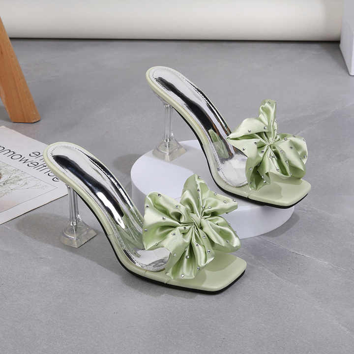 Ana Bow Heeled Slippers Elegance Crate