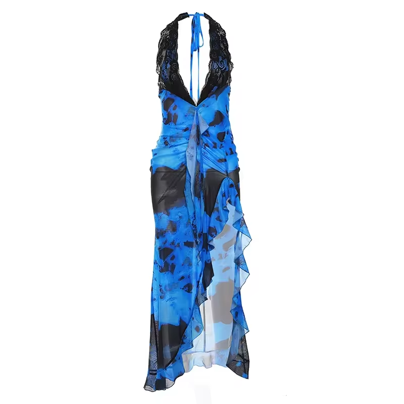Ocean Mirage Ruffle Dress