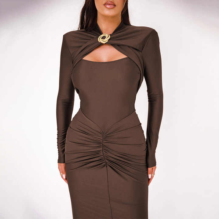 Gilded Elegance Ruched Gown Elegance Crate