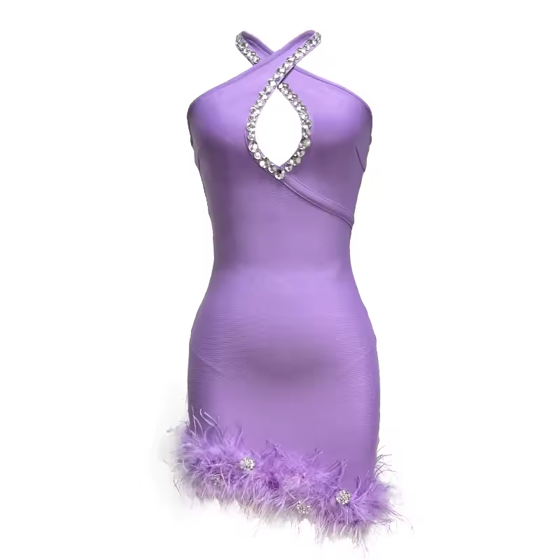 Lavender Feather Luxe Dress Elegance Crate