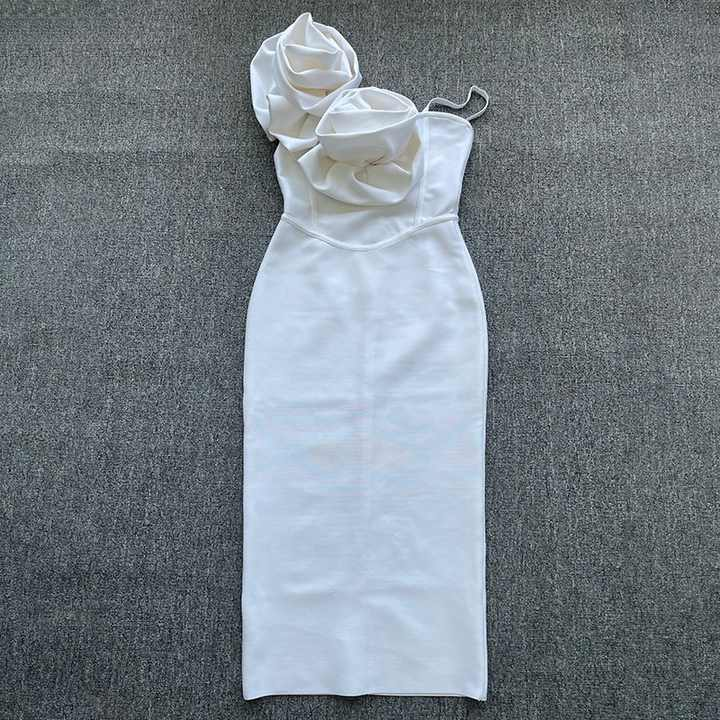 Scarlet Bloom Midi Dress Elegance Crate