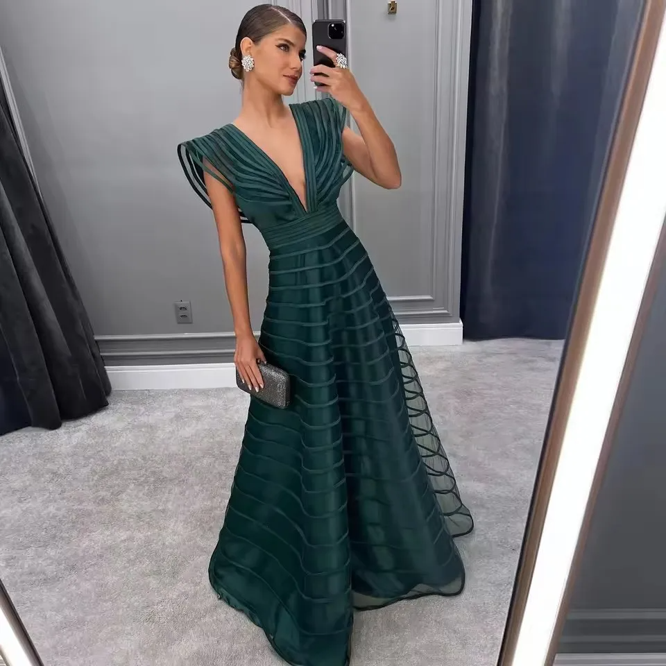 Lime Glow Evening Gown Dark Green