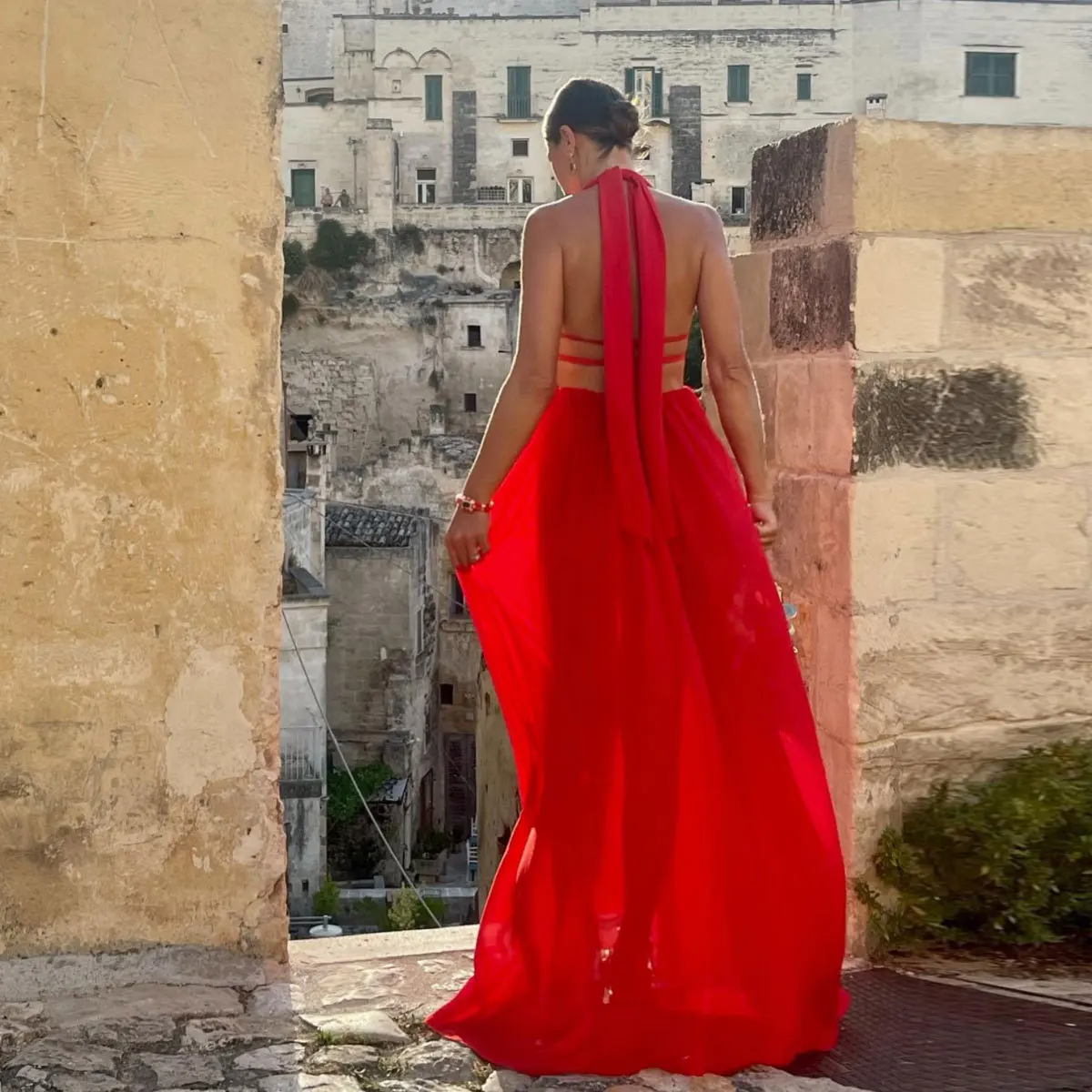 Scarlet Goddess Halter Dress Elegance Crate