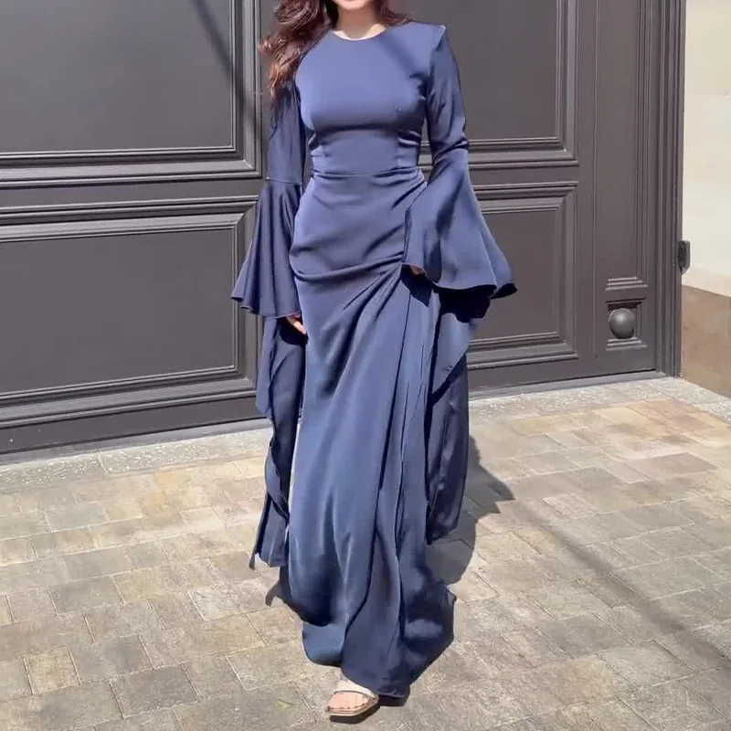 Ethereal Ivory Bell Sleeve Gown Blue