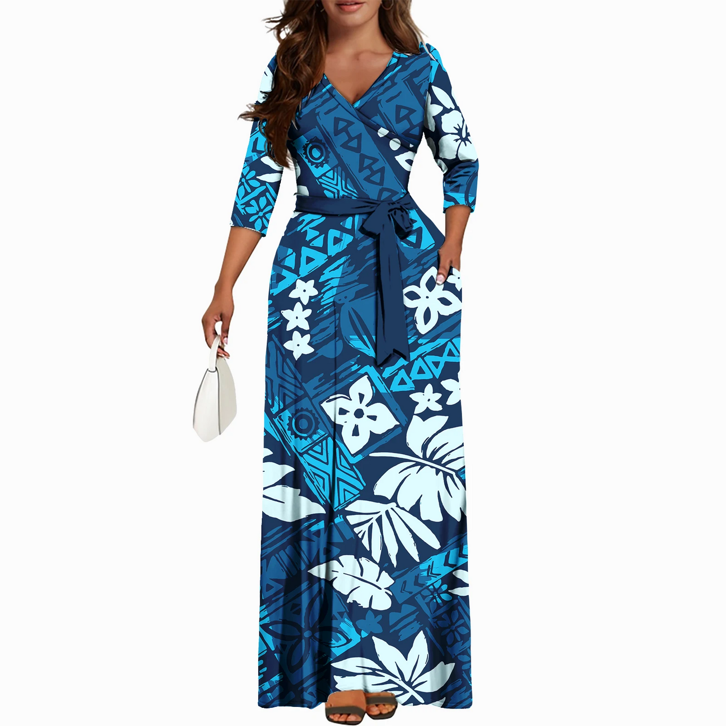 Ocean Breeze Wrap Maxi Dress Elegance Crate