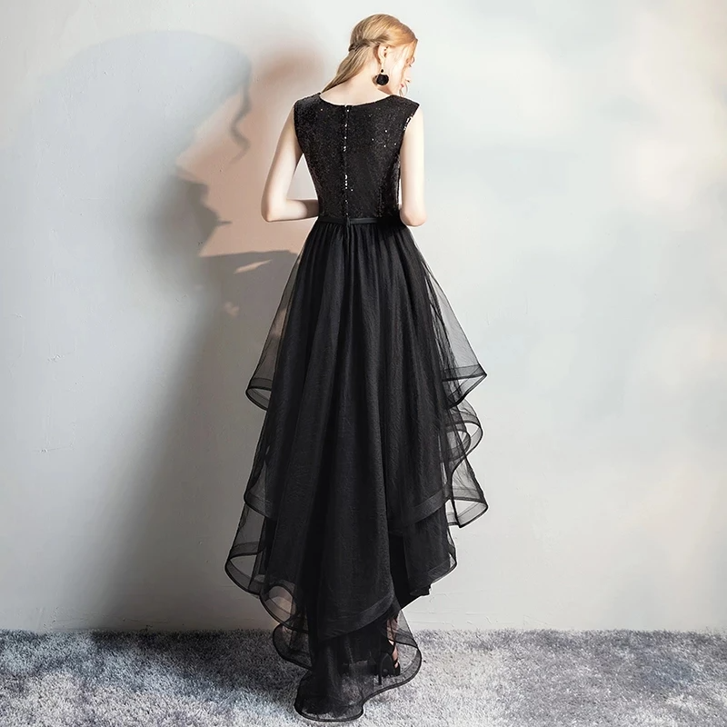 Noir Cascade High-Low Gown Black