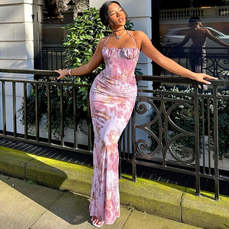 Rose Mist Velvet Maxi Dress Pink