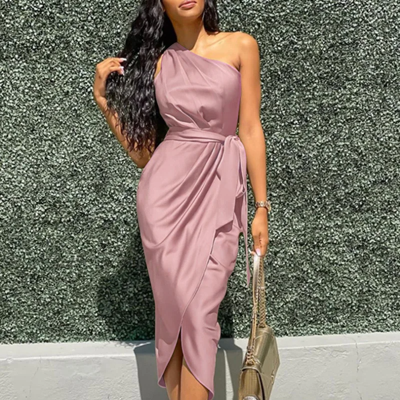 Olive Grace One-Shoulder Dress Purple