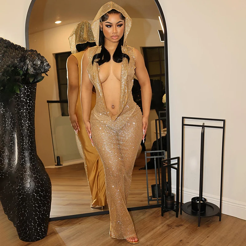 Mamo Gold Sexy Dress Elegance Crate