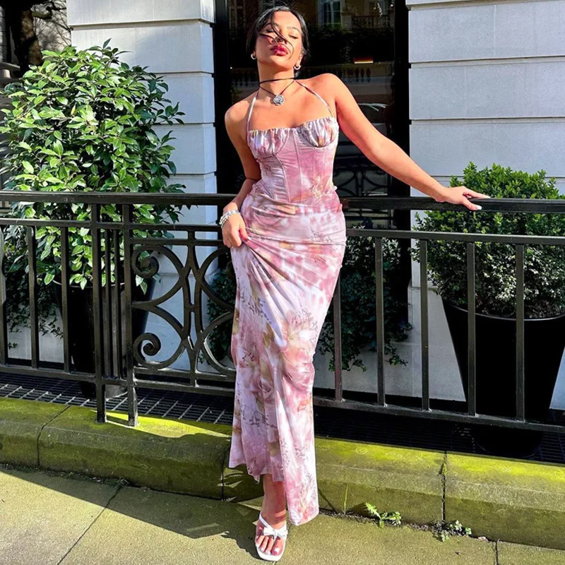 Rose Mist Velvet Maxi Dress Pink
