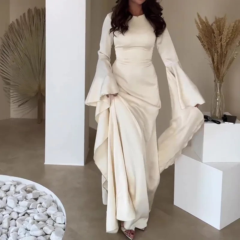 Ethereal Ivory Bell Sleeve Gown Wite