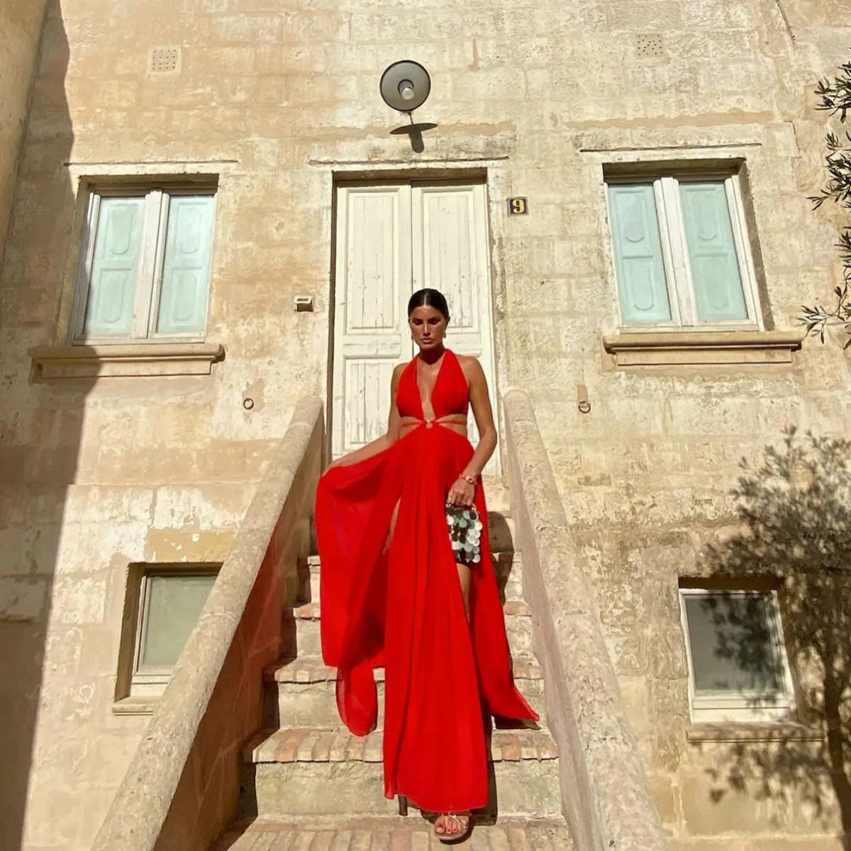 Scarlet Goddess Halter Dress Elegance Crate