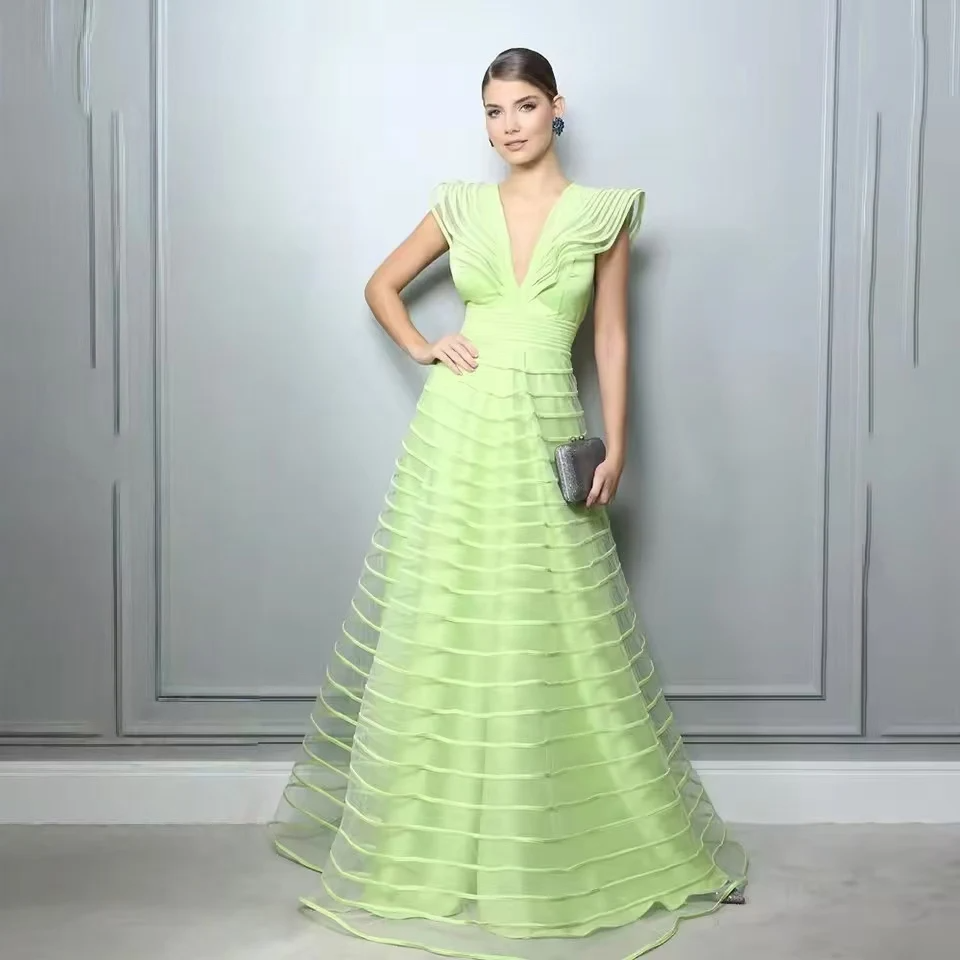 Lime Glow Evening Gown Green