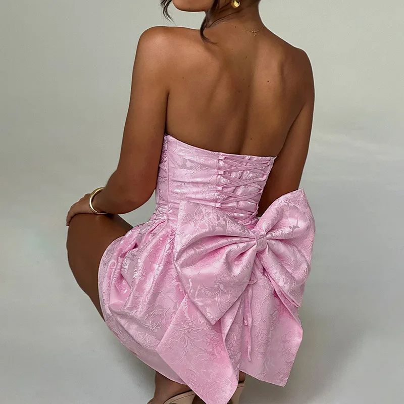 Blush Bow Charm Dress Pink