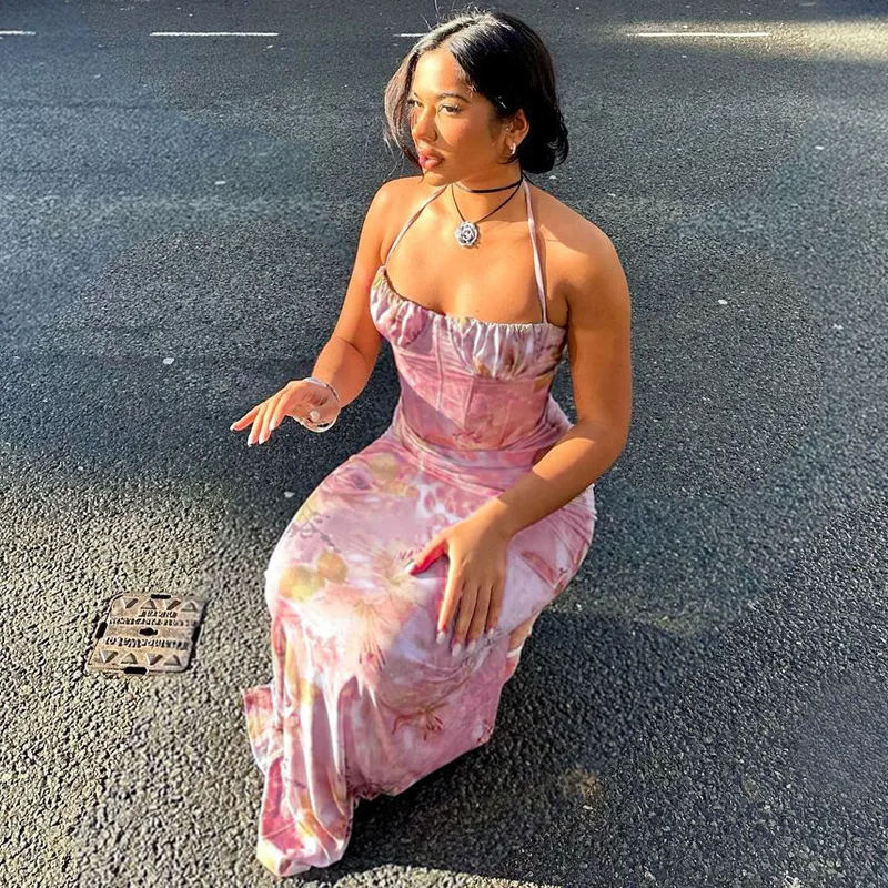Rose Mist Velvet Maxi Dress Pink