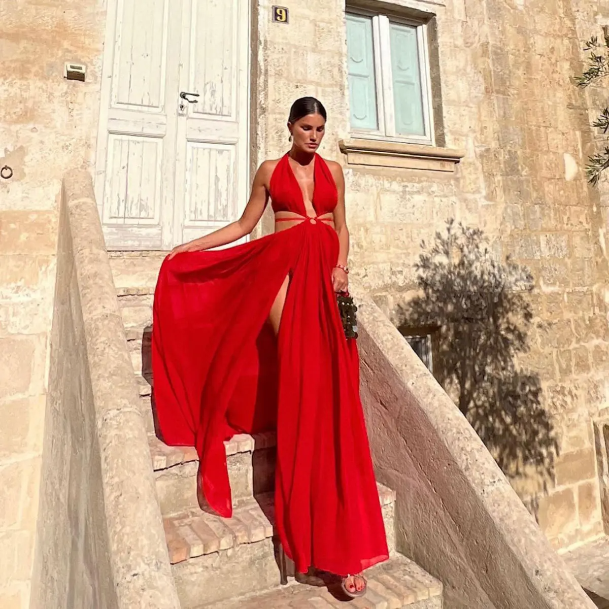 Scarlet Goddess Halter Dress Elegance Crate