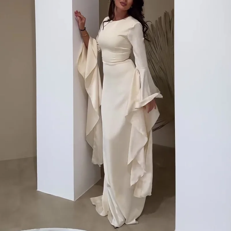 Ethereal Ivory Bell Sleeve Gown White