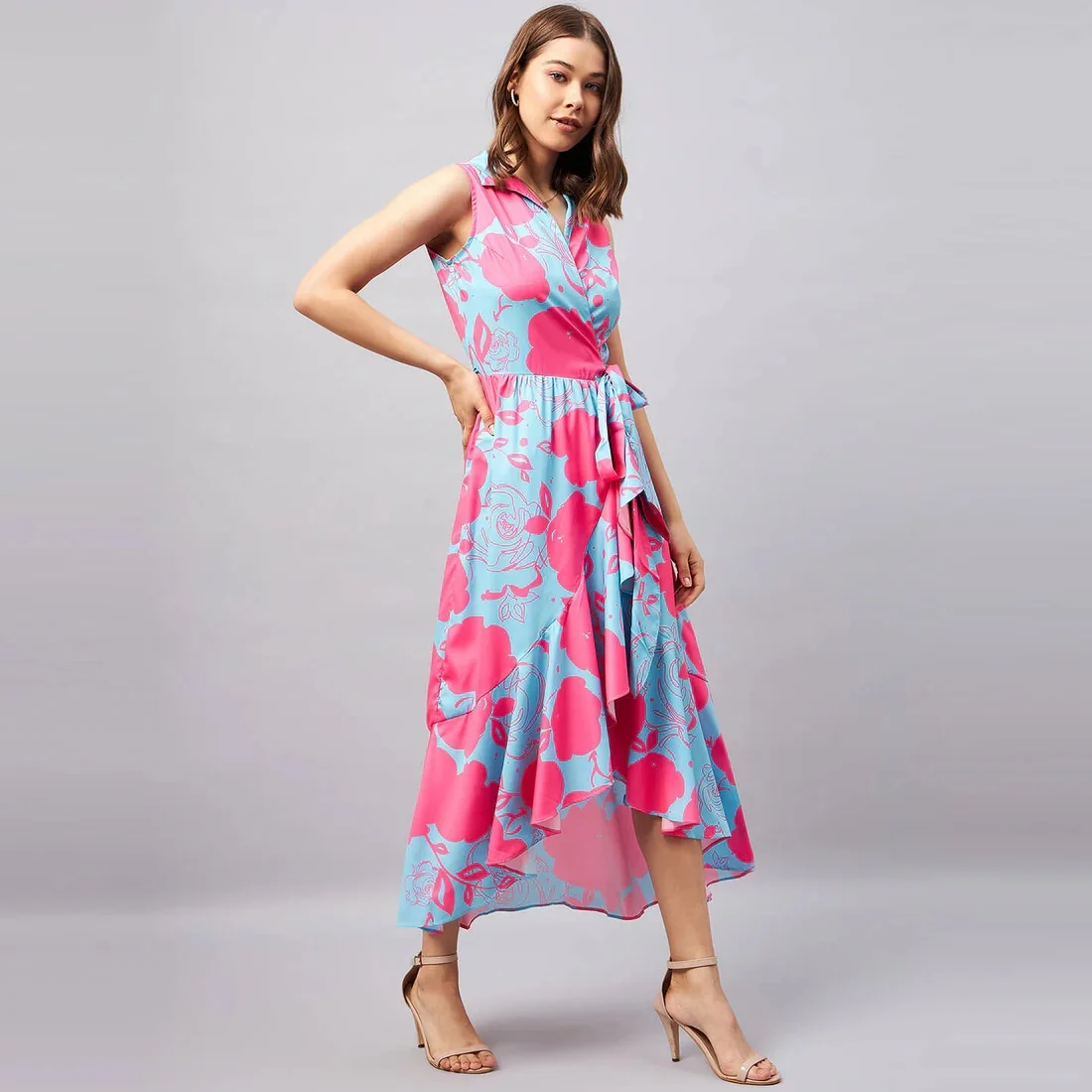 Floral Breeze Asymmetrical Dress Pink