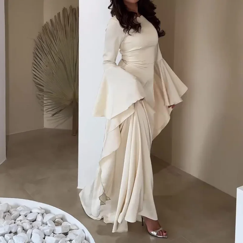 Ethereal Ivory Bell Sleeve Gown White