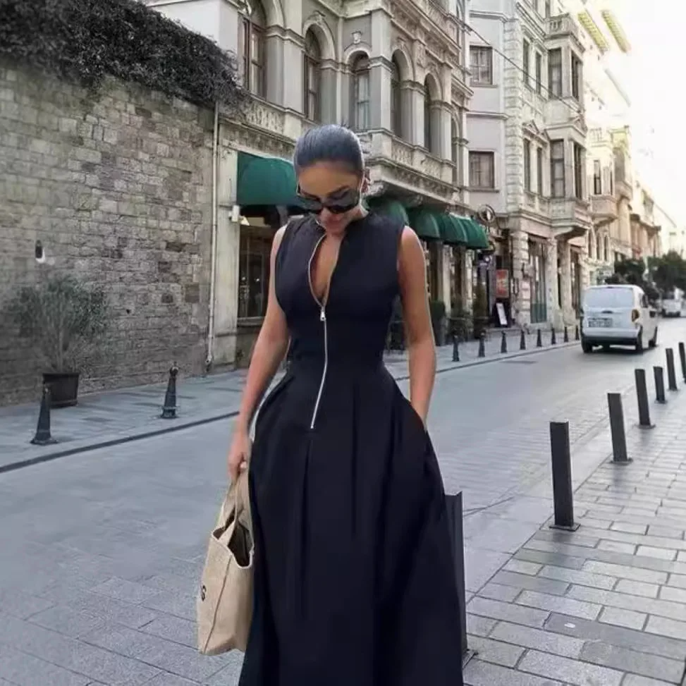 Olive Elegance Pleated Jumpsuit Black