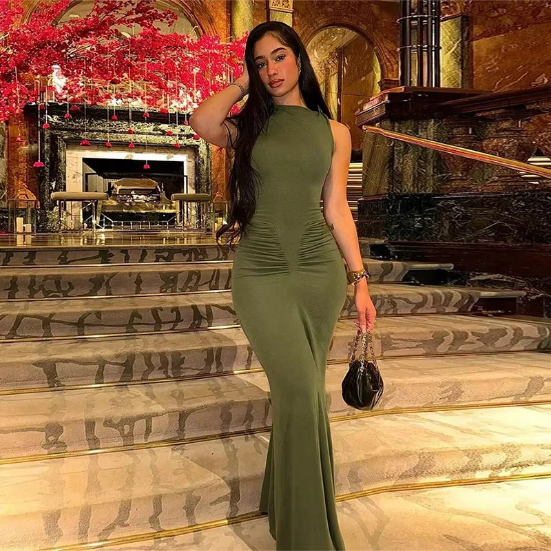 Elegant Olive Bodycon Gown Elegance Crate