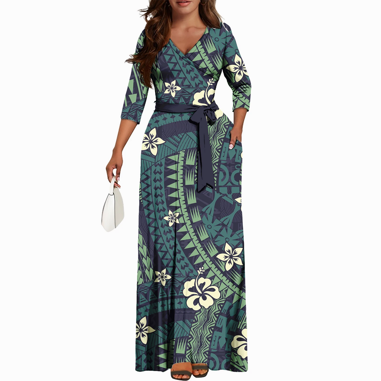 Ocean Breeze Wrap Maxi Dress Elegance Crate