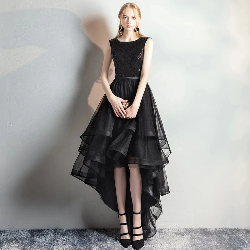 Noir Cascade High-Low Gown Black