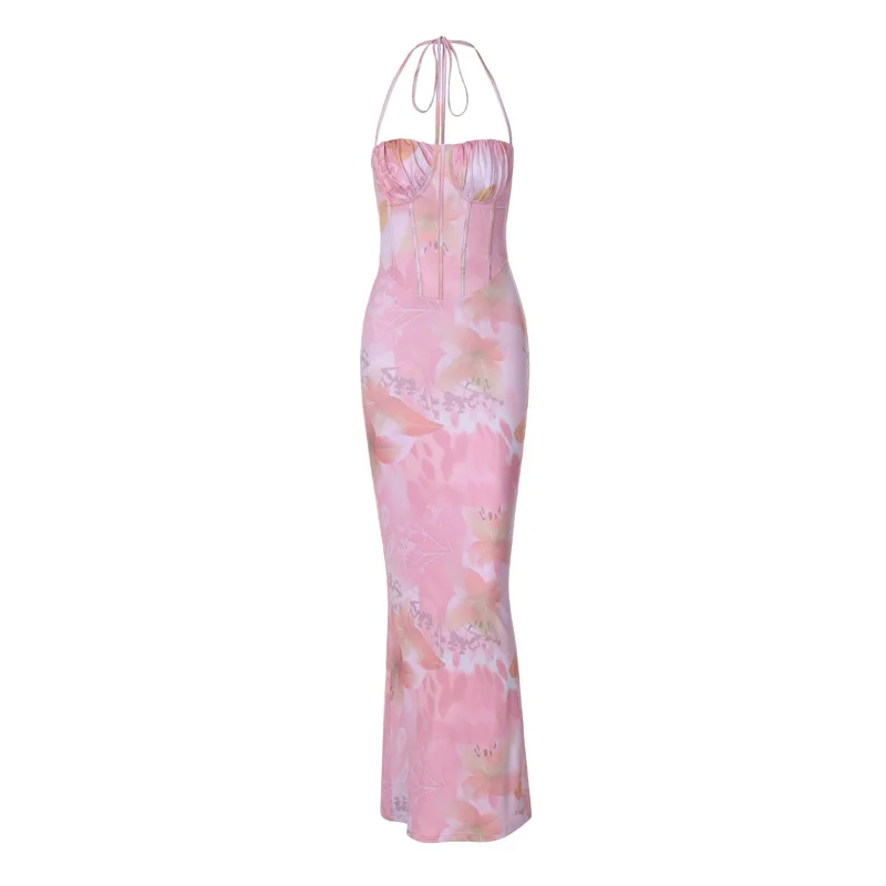 Rose Mist Velvet Maxi Dress Pink