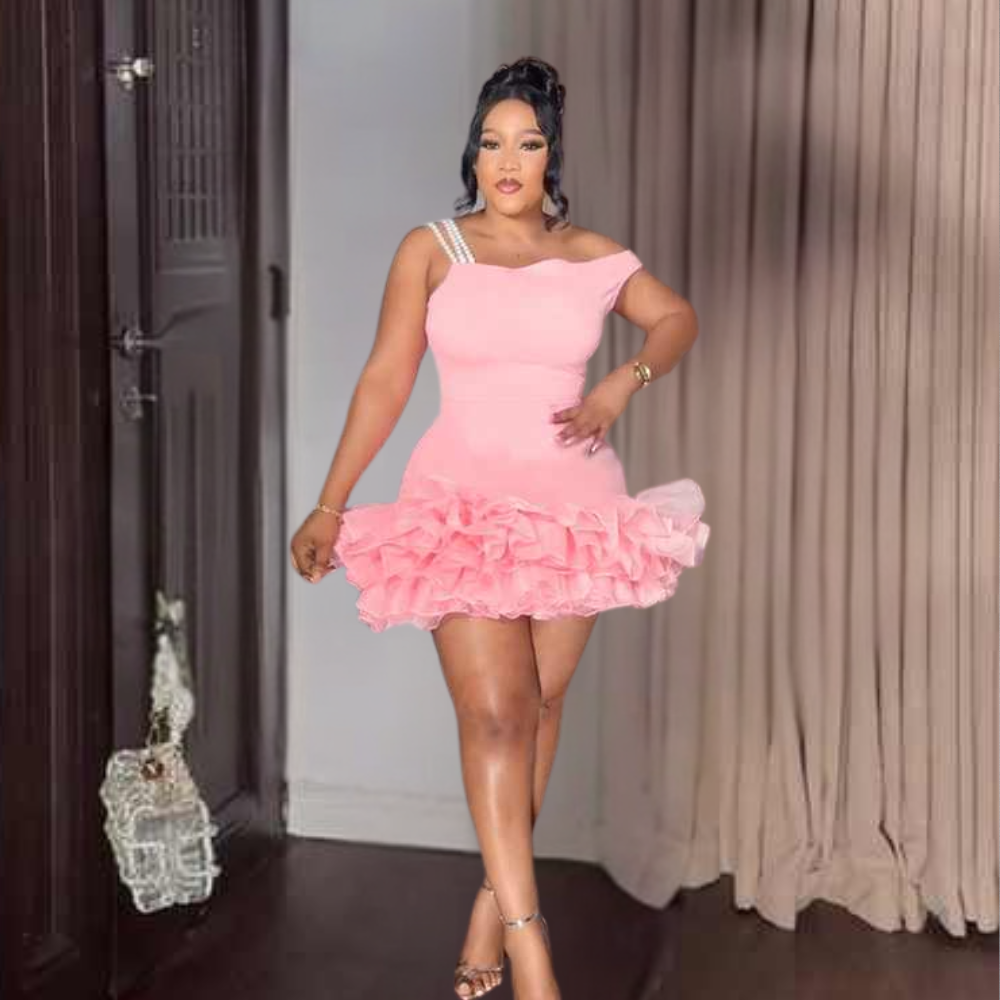 Ruffled Mesh Bodycon Mini Dress Elegance Crate