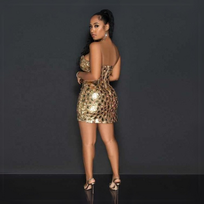Gilded Radiance Mini Dress Elegance Crate