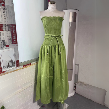 Olive Serenity Strapless Gown Green
