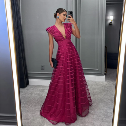 Lime Glow Evening Gown Red