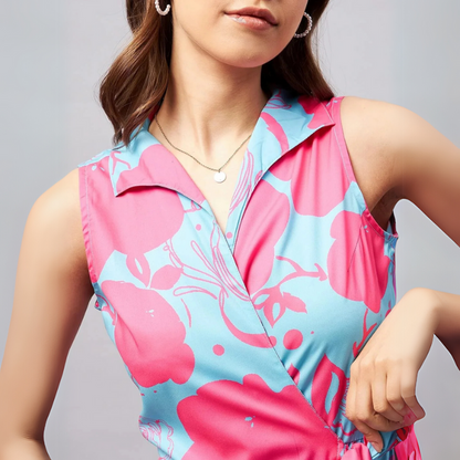 Floral Breeze Asymmetrical Dress Pink