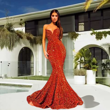 Queenly Beaded Mermaid Gown Elegance Crate